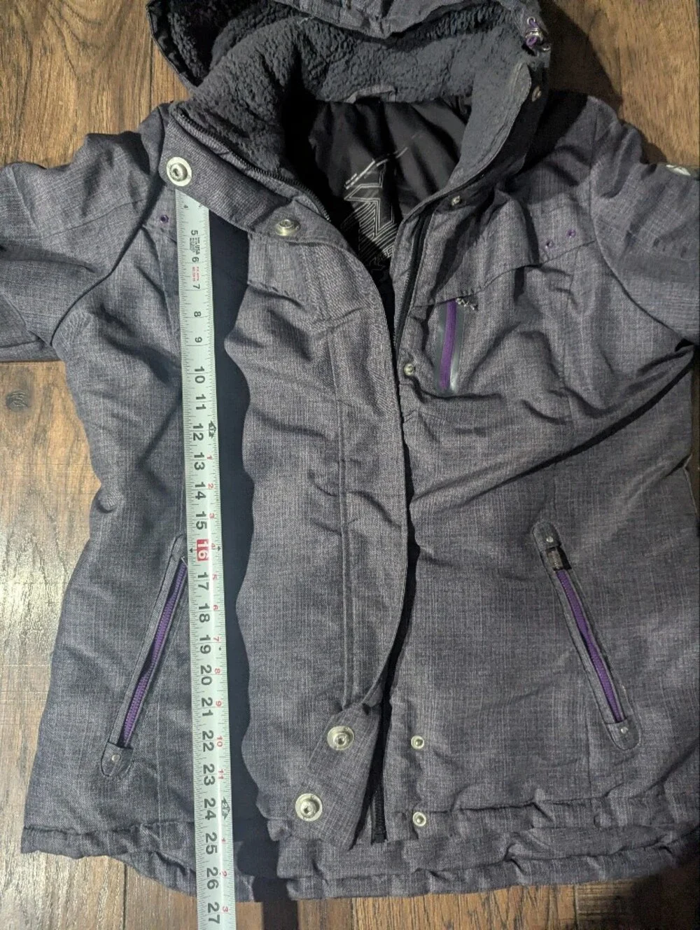 Zeroxposur Womens Charcoal Gray Puffer Jacket Removable Hood Size L Pockets NWOT
